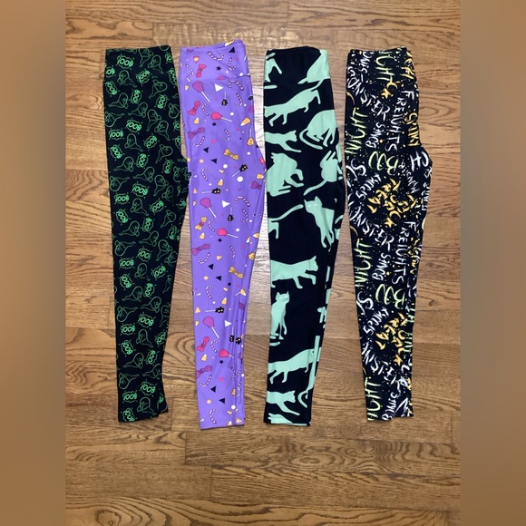 LuLaRoe Pants - LulaRoe Halloween/spooky legging lot of 4. The One Size